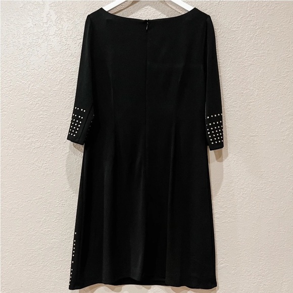 - Eliza J Black Shift Dress with Gold Stud Embellishment size 12 cocktail - Picture 3 of 6